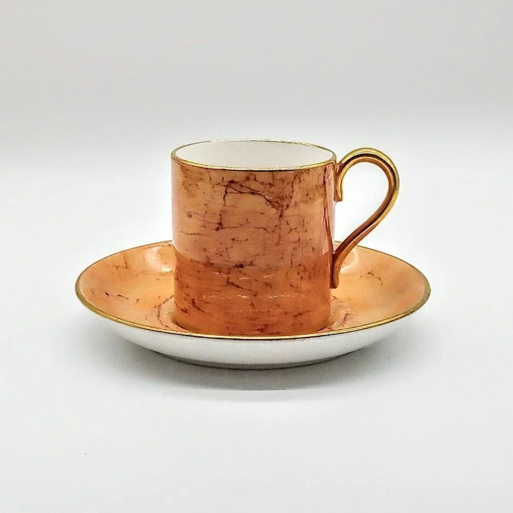 Royal Albert Gossamer Butterscotch Gold Bone China Flat Demitasse Cup Saucer